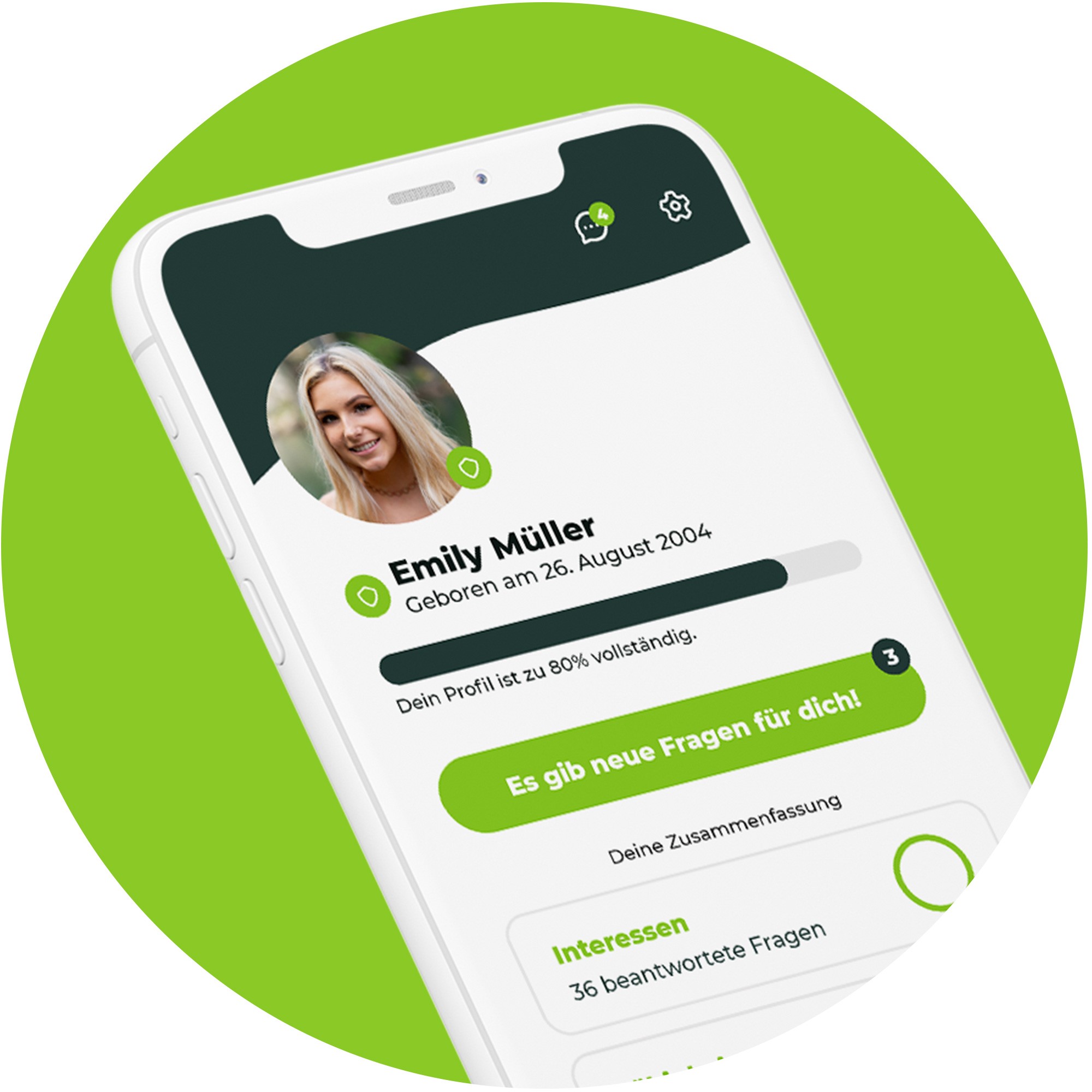 beAzubi - Schüler-Profil Darstellung innerhalb der App