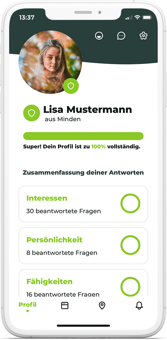 beAzubi - App - Darstellung des Profils